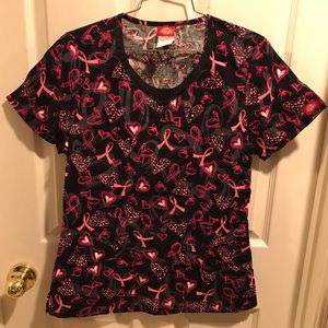 Dickies Breast Cancer Scrub Top. Size: S